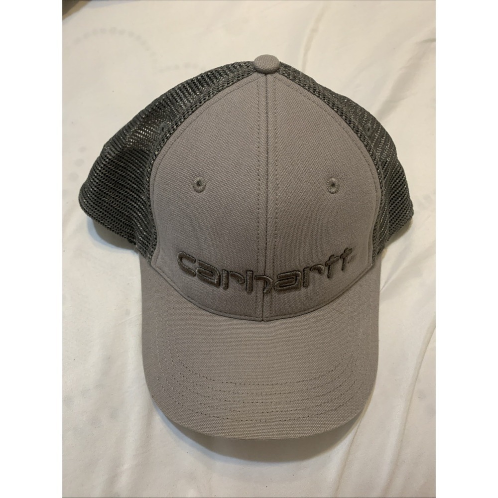 Carhartt Snapback Trucker Hat Cap Gray Adjustable Mesh Spellout Classic Grunge